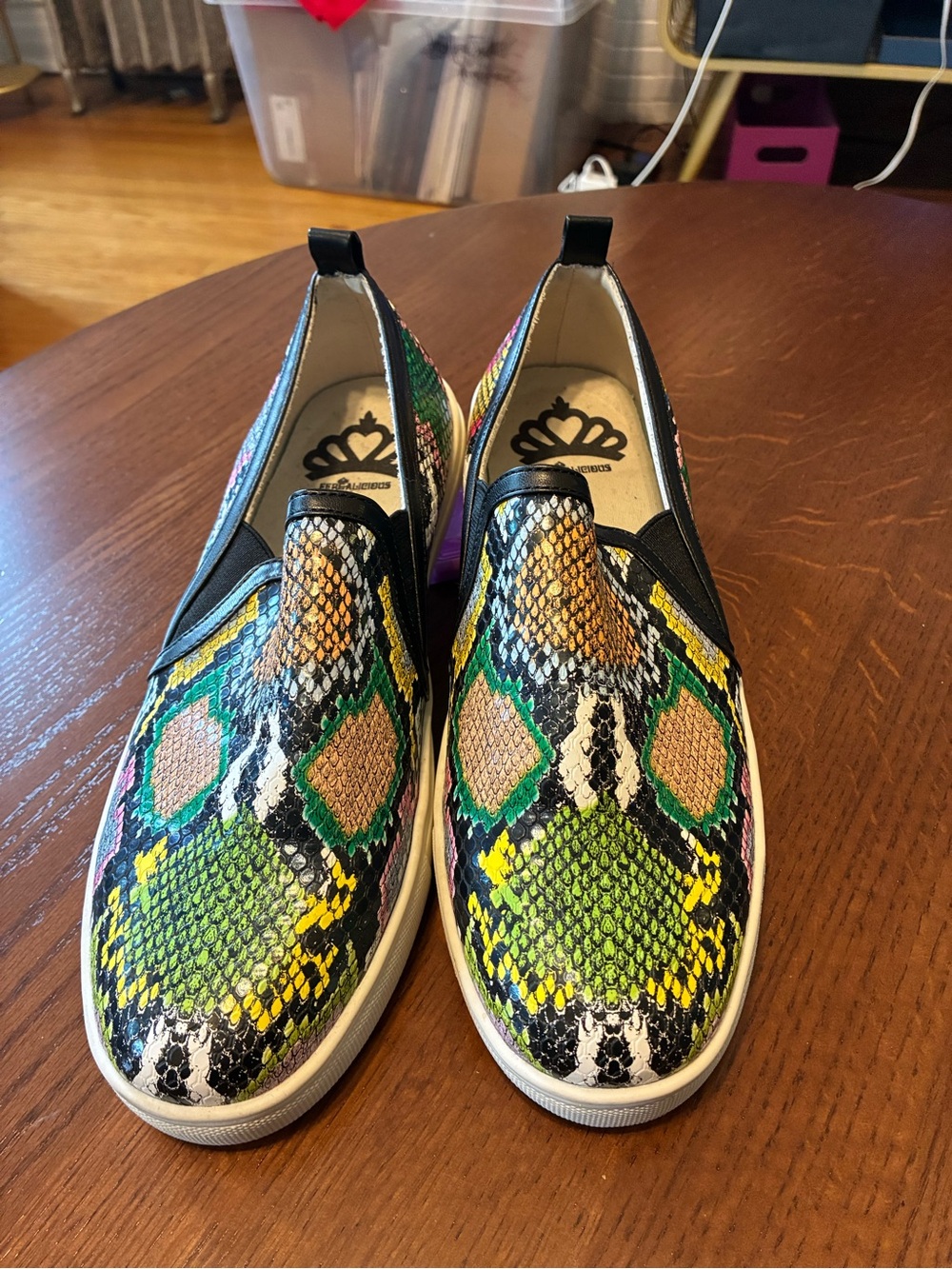 Fergalicious Multicolor Snake-Print Slip-On Sneakers